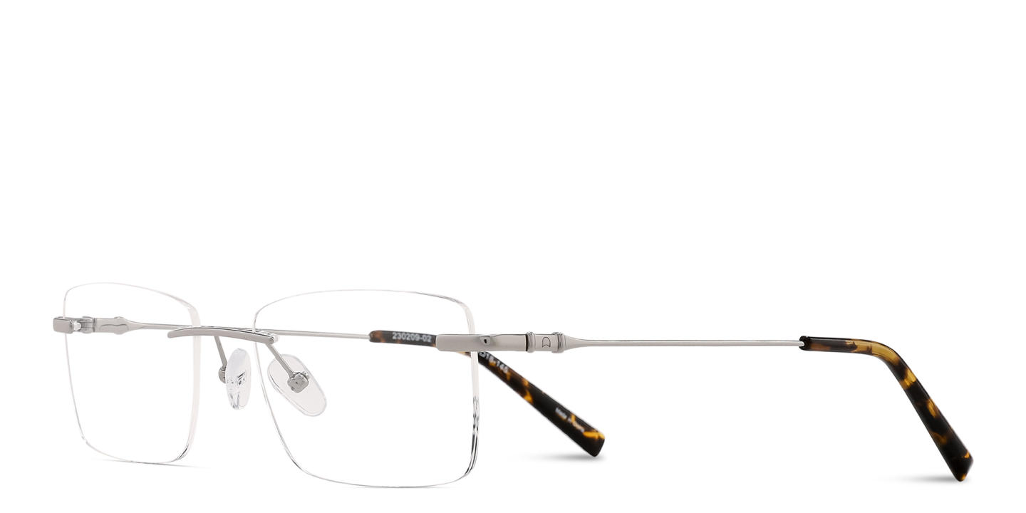TRICE Logo Rimless Rectangle Eyeglasses in Silver – Product Photo 1