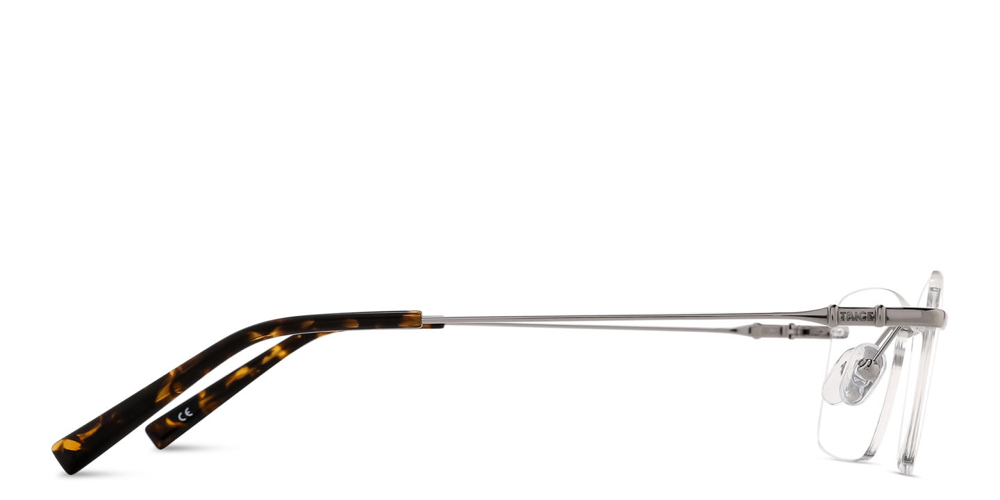 TRICE Logo Rimless Rectangle Eyeglasses in Silver – Product Photo 3