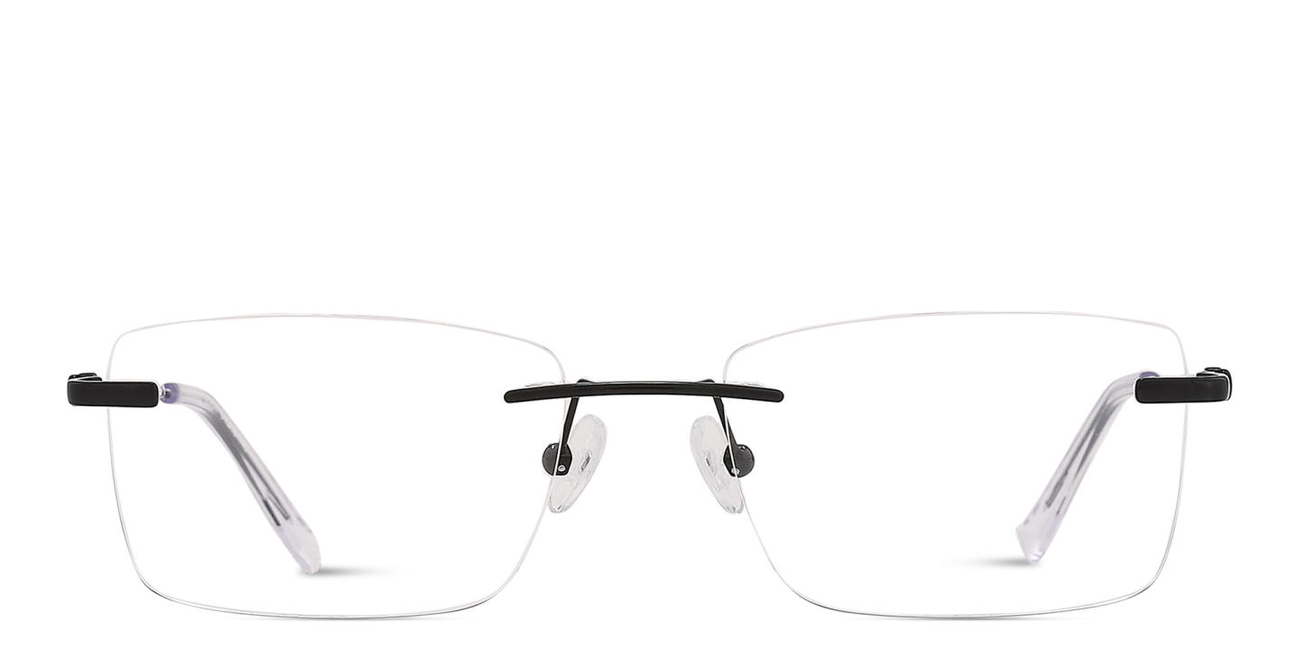 TRICE Logo Rimless Rectangle Eyeglasses in Black – Product Photo 0