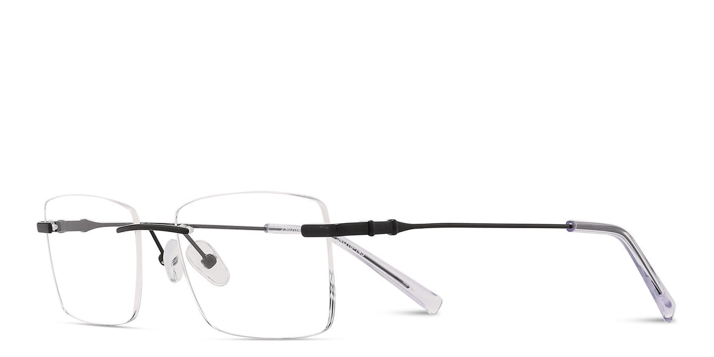 TRICE Logo Rimless Rectangle Eyeglasses in Black – Product Photo 1
