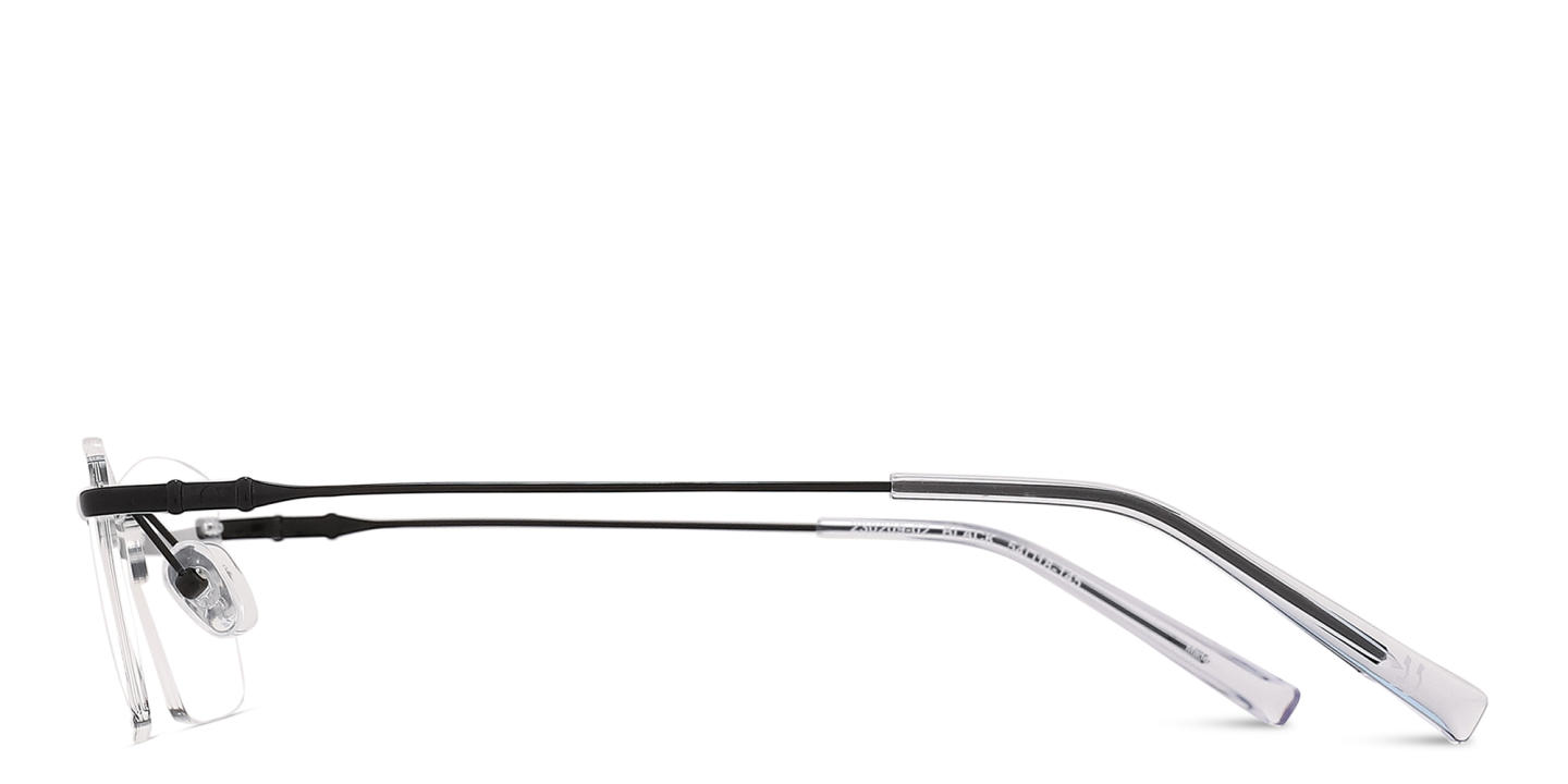 TRICE Logo Rimless Rectangle Eyeglasses in Black – Product Photo 2