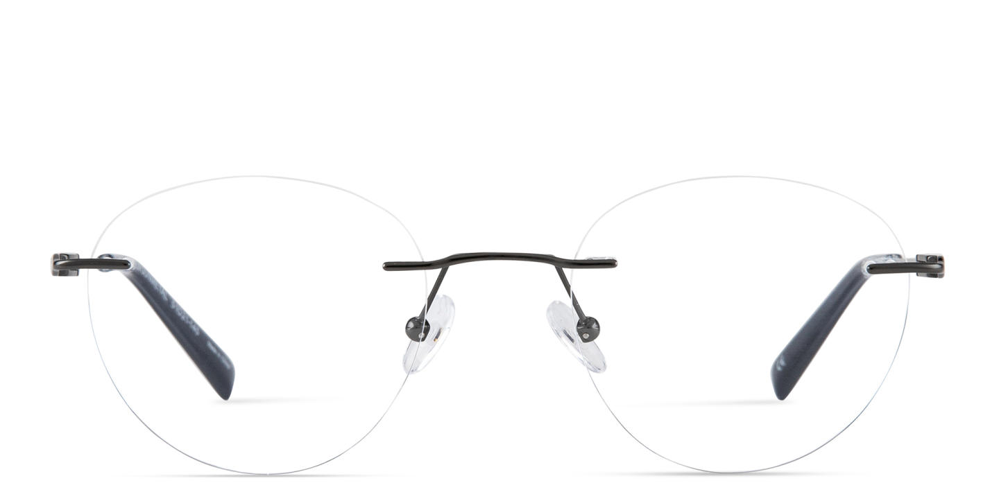 TRICE Logo Rimless Round Eyeglasses in Gunmetal – Product Photo 0