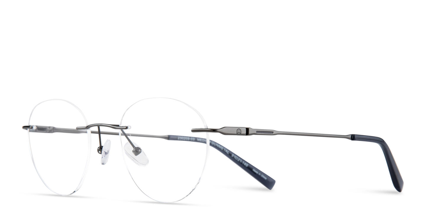 TRICE Logo Rimless Round Eyeglasses in Gunmetal – Product Photo 1