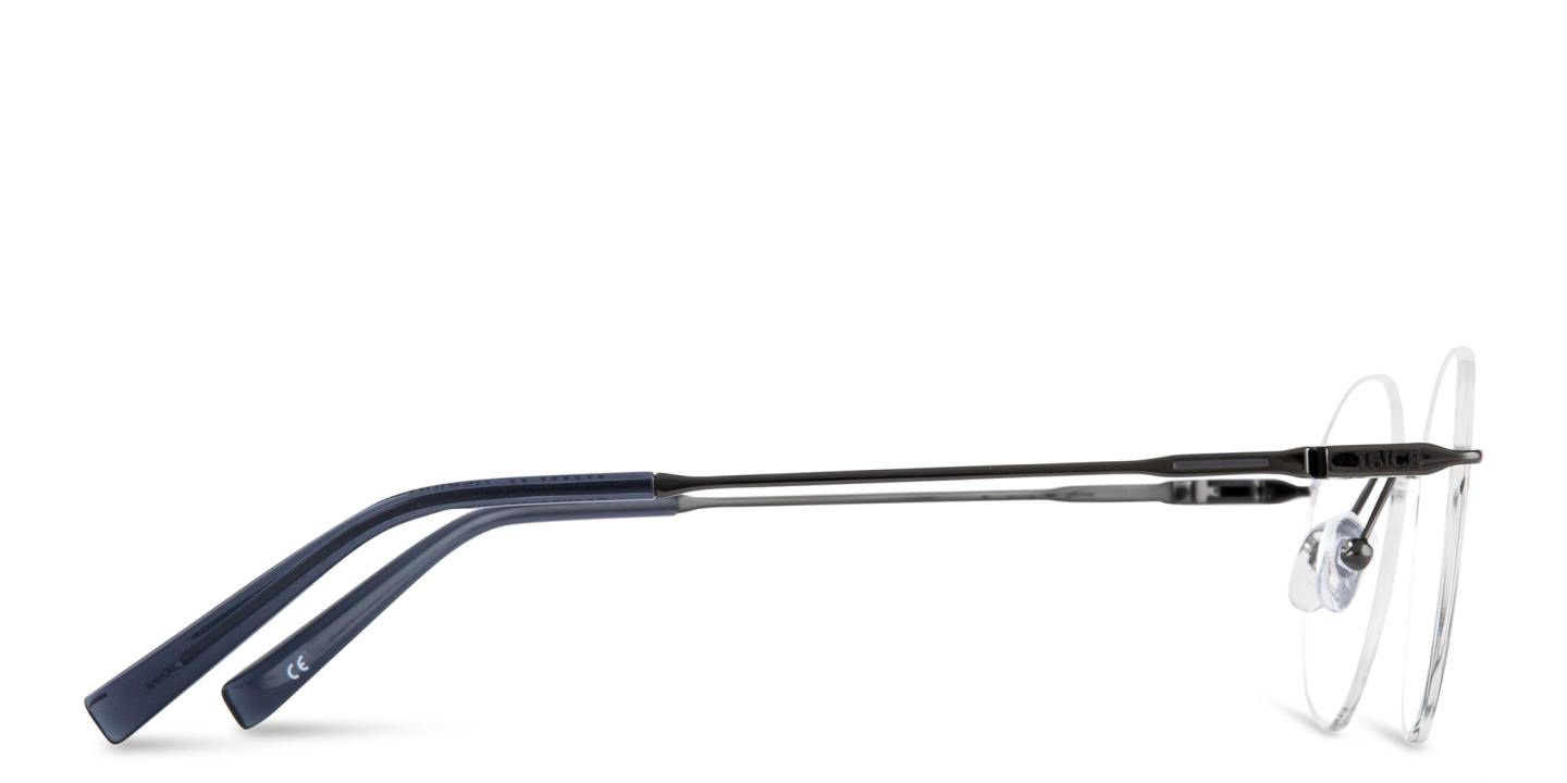 TRICE Logo Rimless Round Eyeglasses in Gunmetal – Product Photo 3