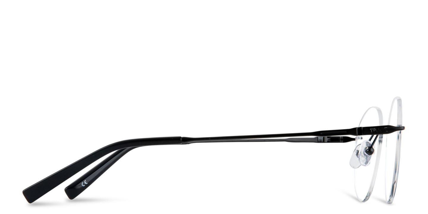 TRICE Logo Rimless Round Eyeglasses in Dark Gunmetal – Product Photo 3