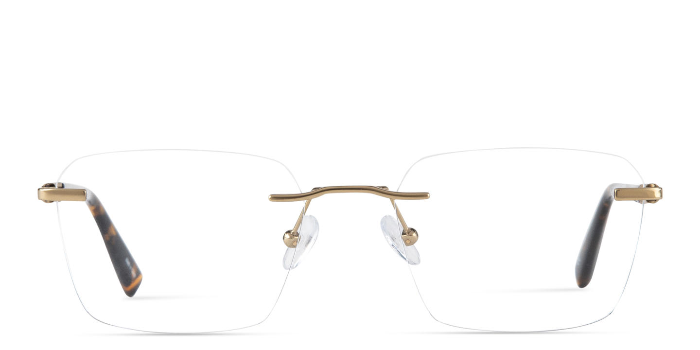 TRICE Logo Rimless Square Eyeglasses in Gold – Product Photo 0