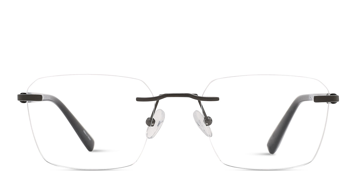 TRICE Logo Rimless Square Eyeglasses in Gunmetal – Product Photo 0