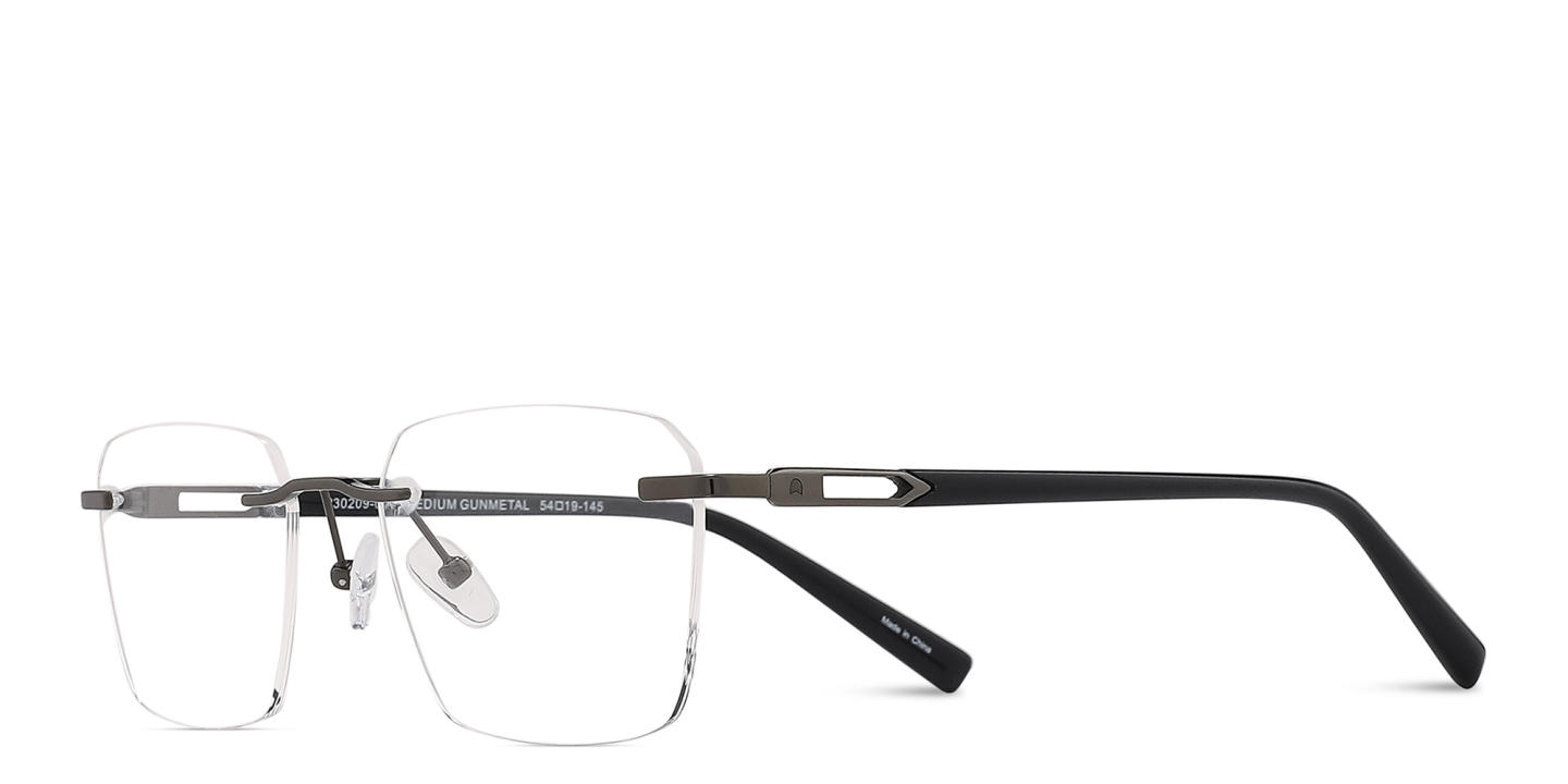 TRICE Logo Rimless Square Eyeglasses in Gunmetal – Product Photo 1