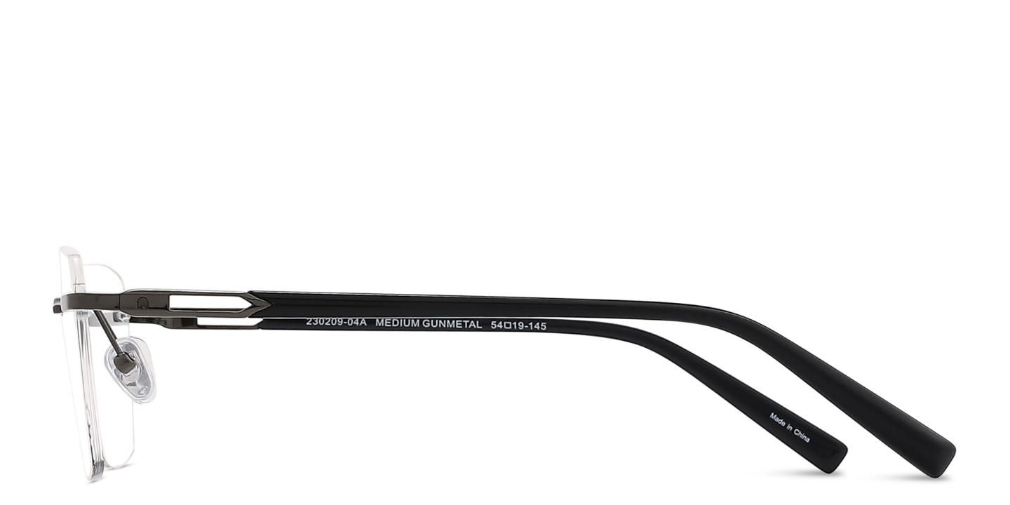 TRICE Logo Rimless Square Eyeglasses in Gunmetal – Product Photo 2