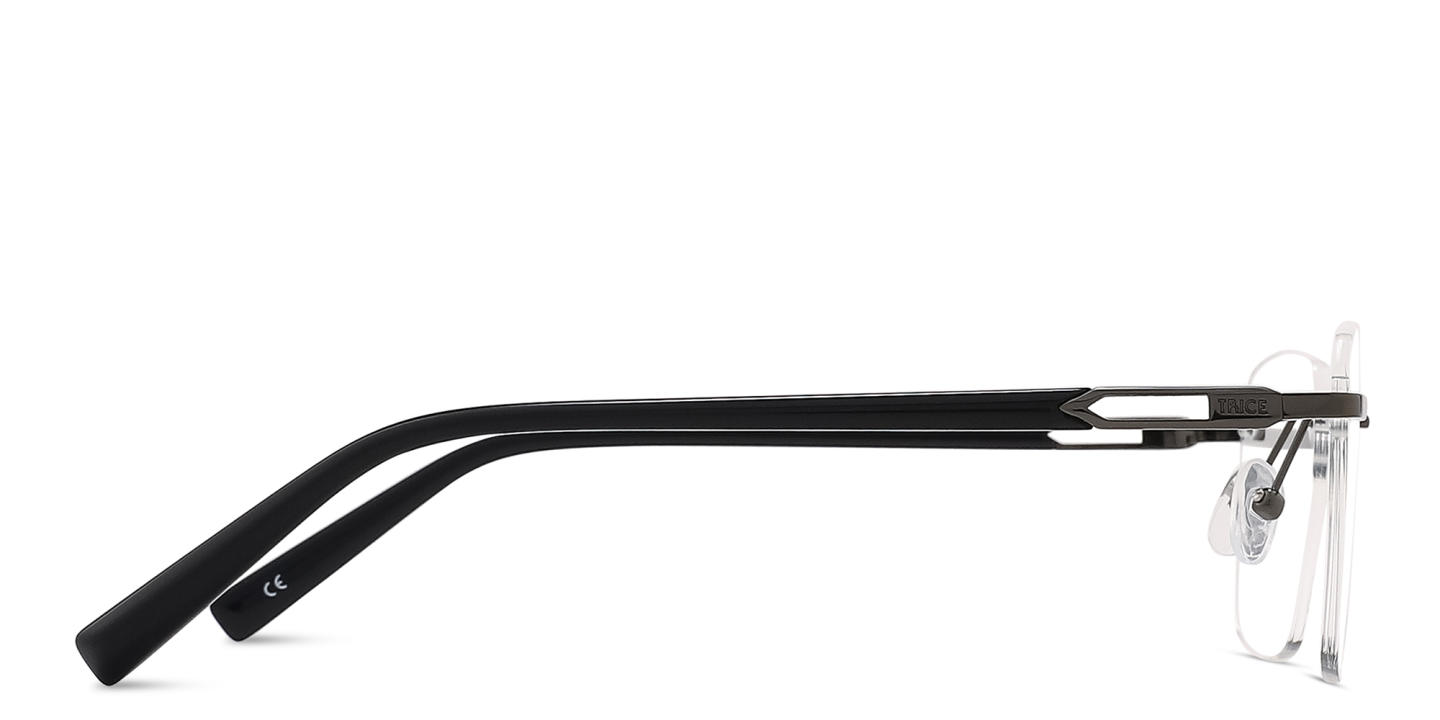 TRICE Logo Rimless Square Eyeglasses in Gunmetal – Product Photo 3