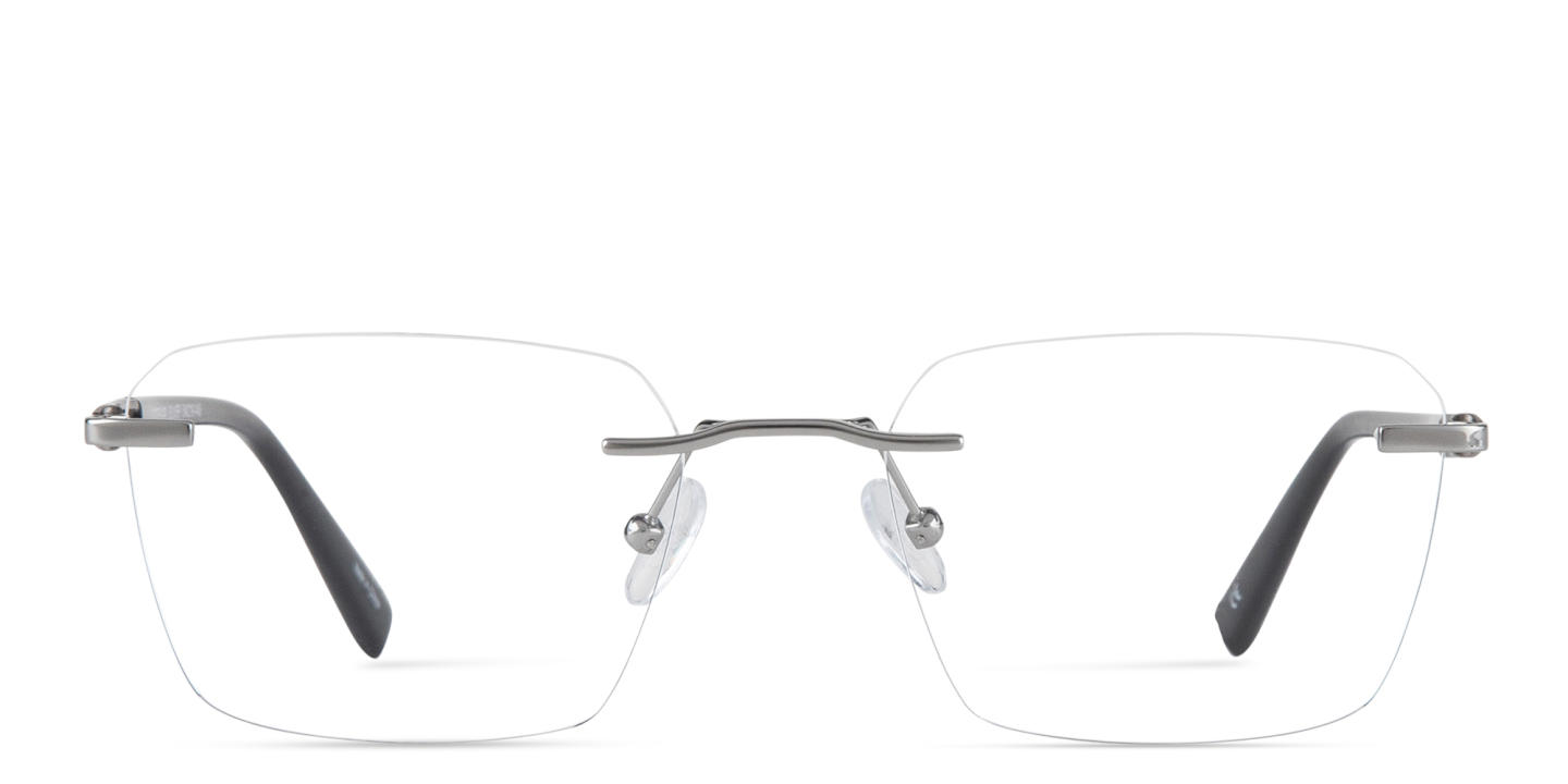 TRICE Logo Rimless Square Eyeglasses in Silver – Product Photo 0