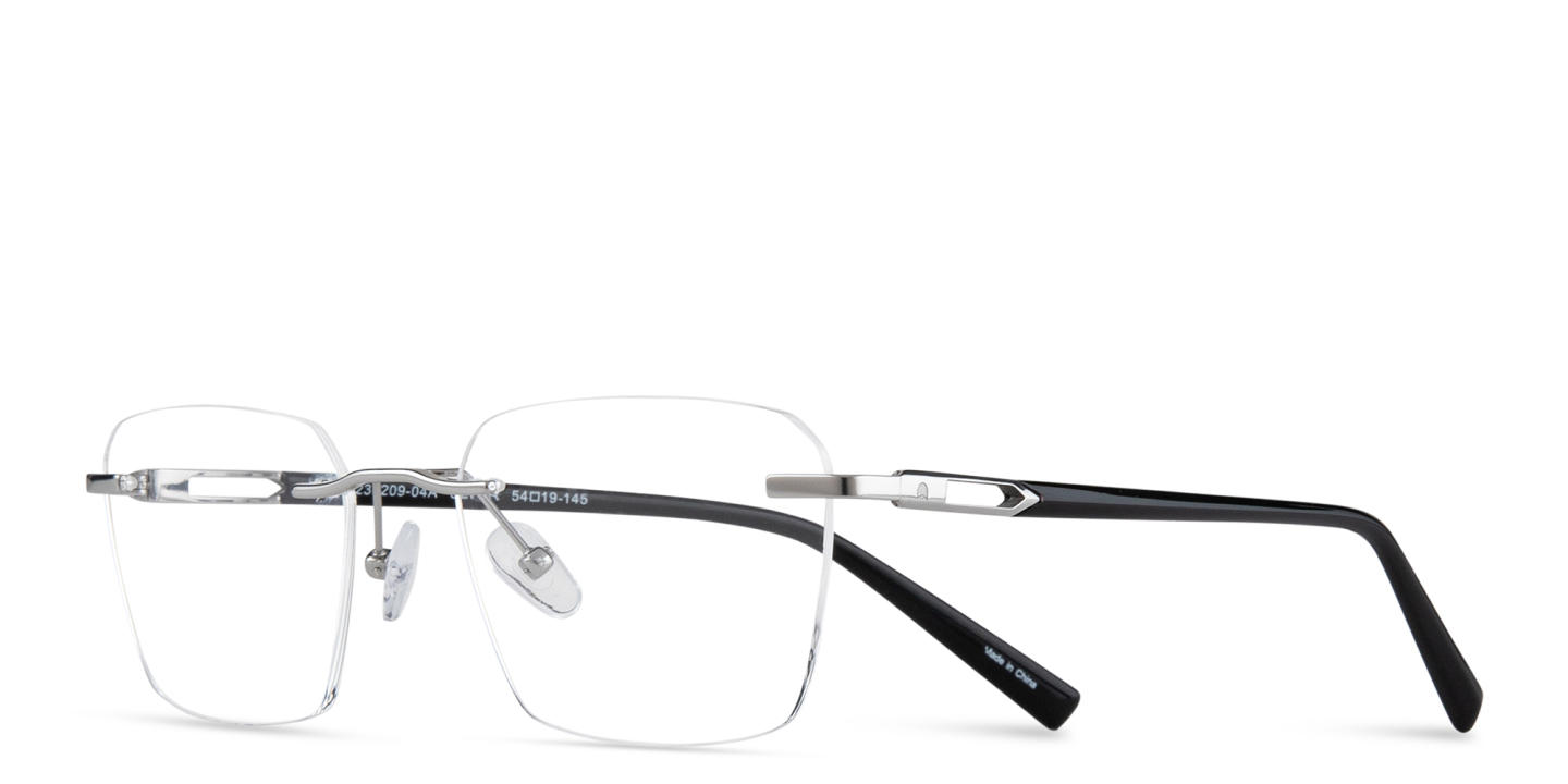 TRICE Logo Rimless Square Eyeglasses in Silver – Product Photo 1