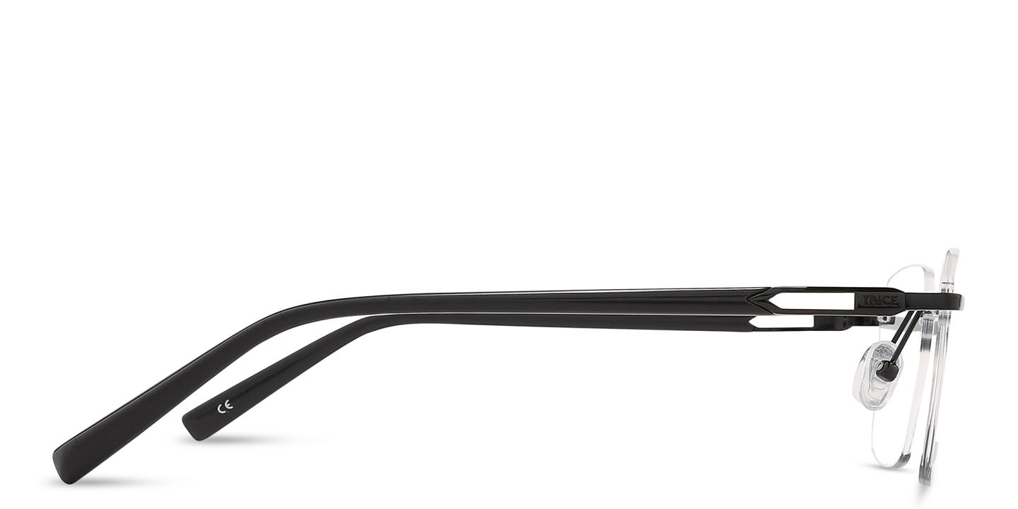 TRICE Logo Rimless Square Eyeglasses in Dark Gunmetal – Product Photo 3