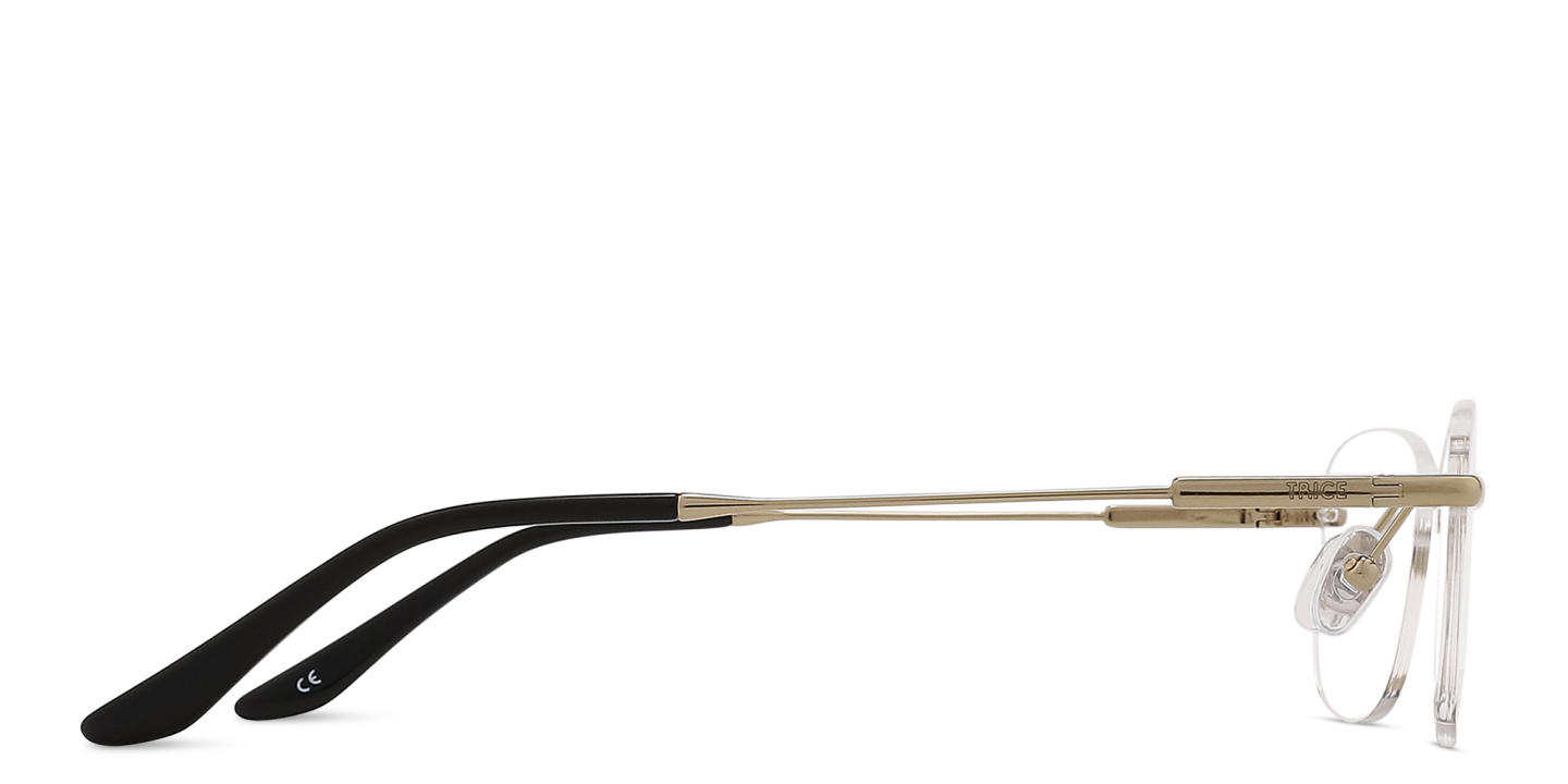 Shop TRICE Logo Rimless Rectangle Eyeglasses in Gold online.