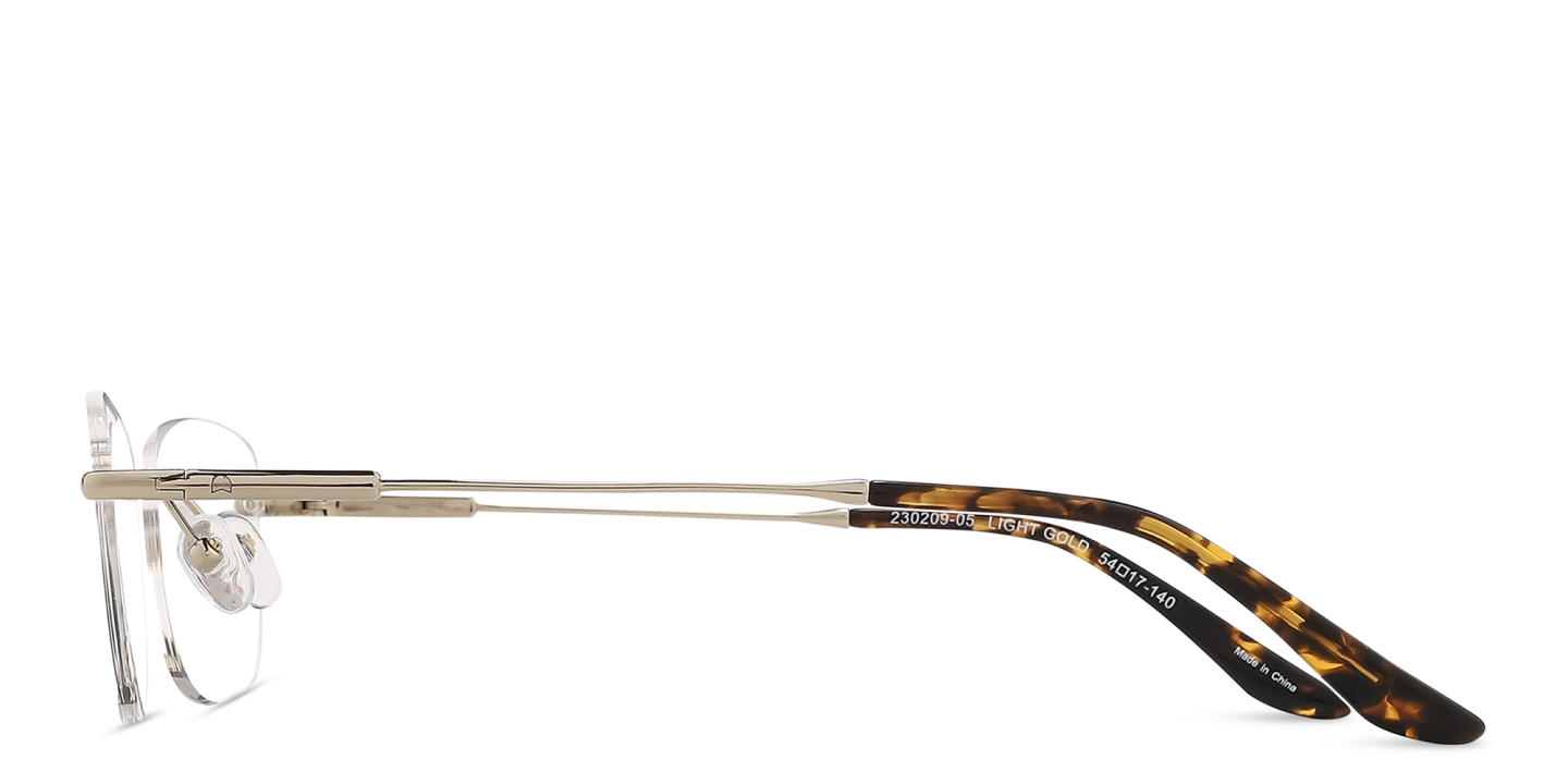 Shop TRICE Logo Rimless Rectangle Eyeglasses in Light Gold online.