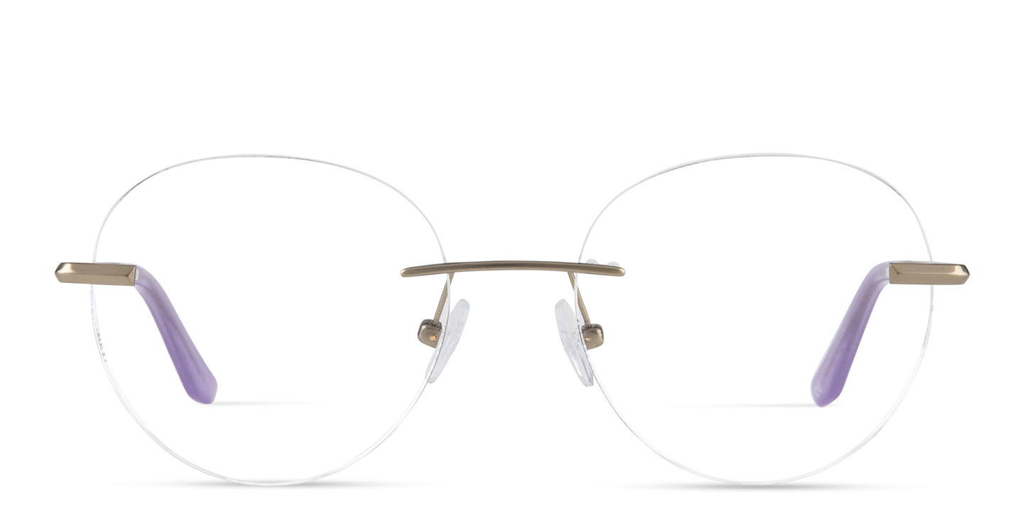 TRICE Logo Rimless Round Eyeglasses in Light Gold – Product Photo 0
