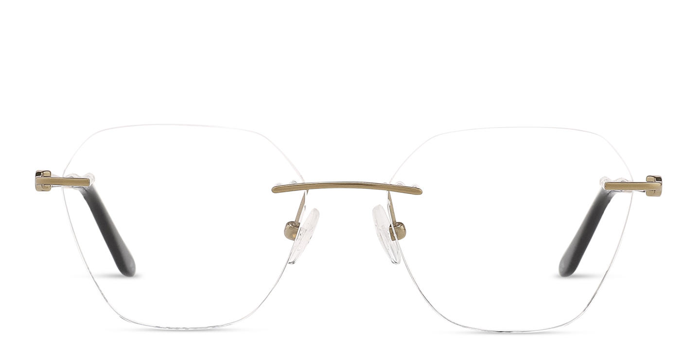 TRICE Logo Rimless Irregular Eyeglasses in Polished Gold – Product Photo 0