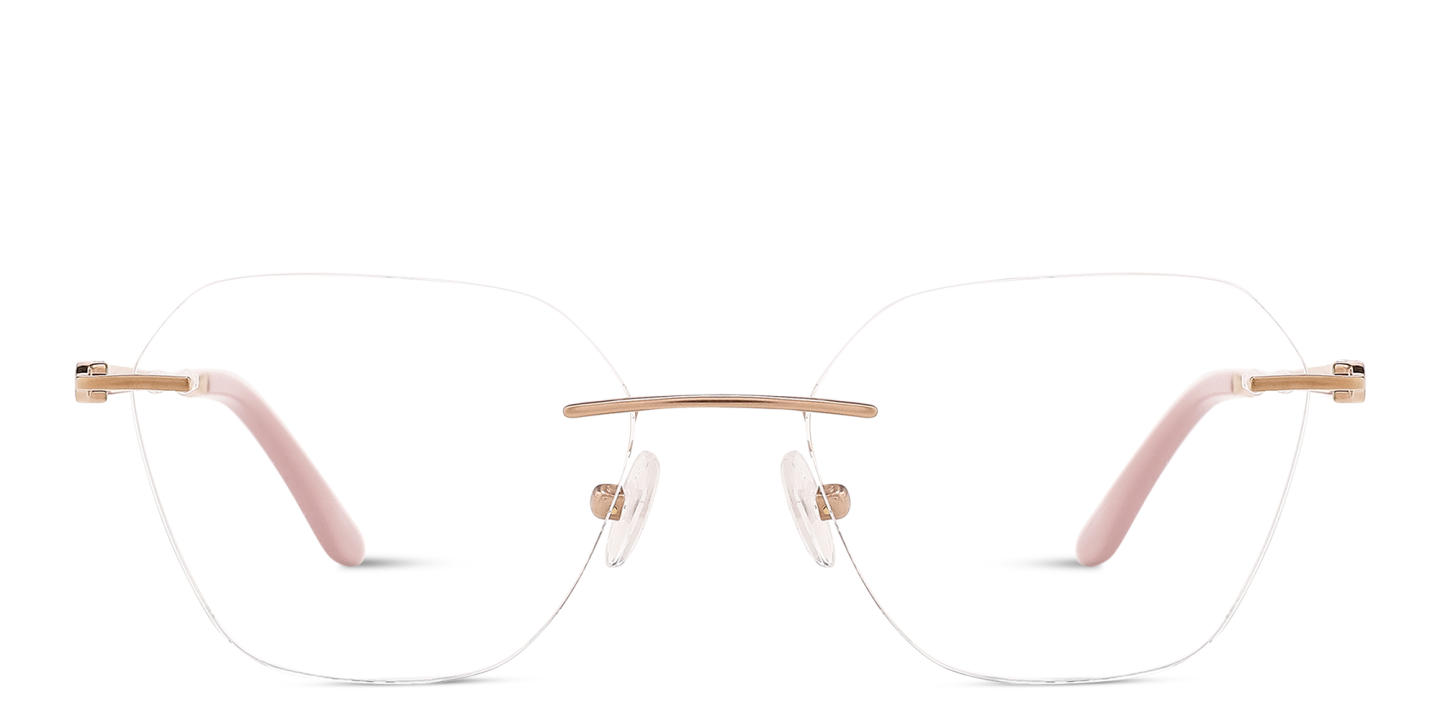 TRICE Logo Rimless Irregular Eyeglasses in Rose Gold – Product Photo 0