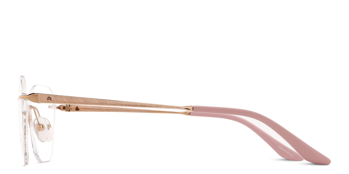 TRICE Logo Rimless Irregular Eyeglasses in Rose Gold – Product Photo 2