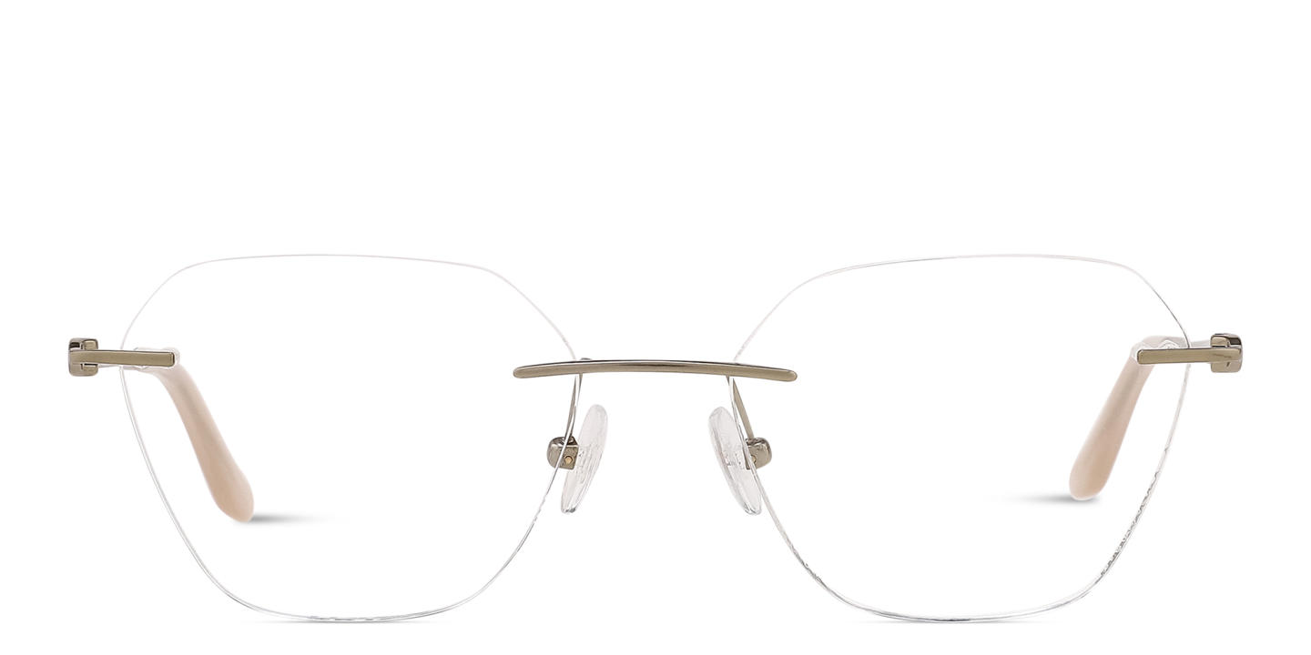 TRICE Logo Rimless Irregular Eyeglasses in Gold – Product Photo 0