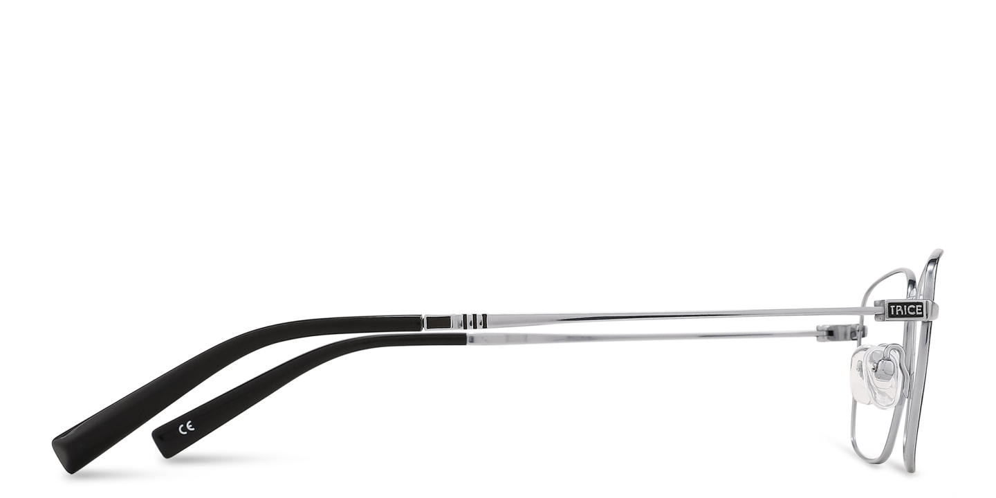 TRICE Logo Rectangle Eyeglasses in Silver – Product Photo 3