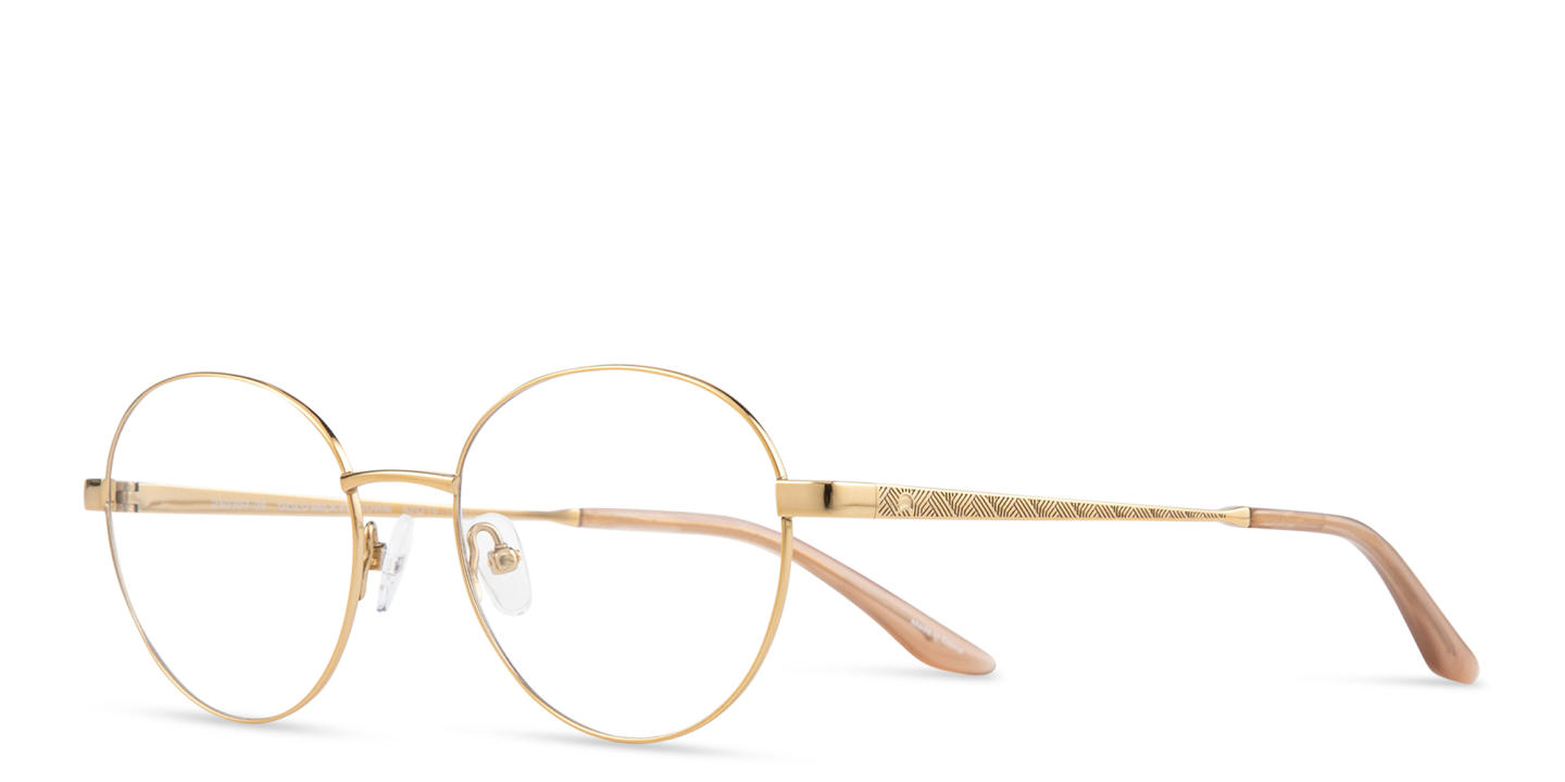 TRICE Logo Round Eyeglasses in Gold – Product Photo 1