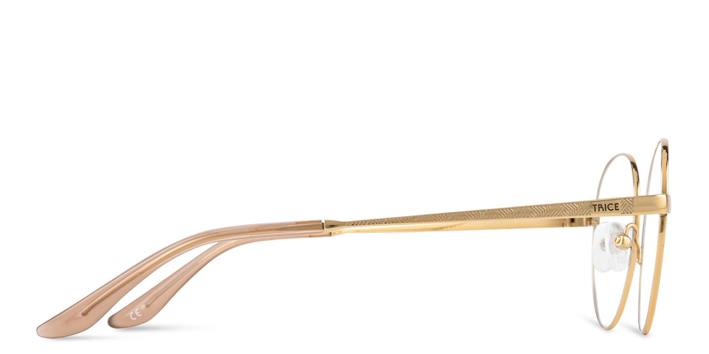 TRICE Logo Round Eyeglasses in Gold – Product Photo 3