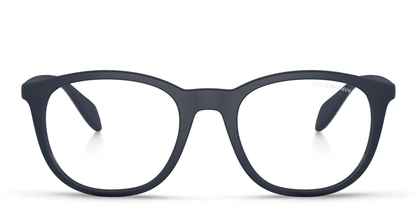 Shop Emporio Armani Round Eyeglasses in Blue online.