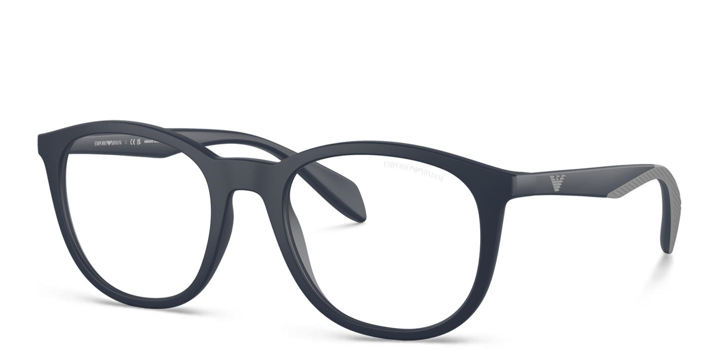 Shop Emporio Armani Round Eyeglasses in Blue online.