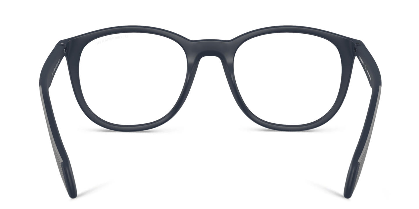 Shop Emporio Armani Round Eyeglasses in Blue online.
