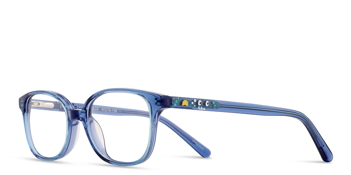 TRICE Logo Kids Square Eyeglasses in Transparent Blue – Product Photo 1