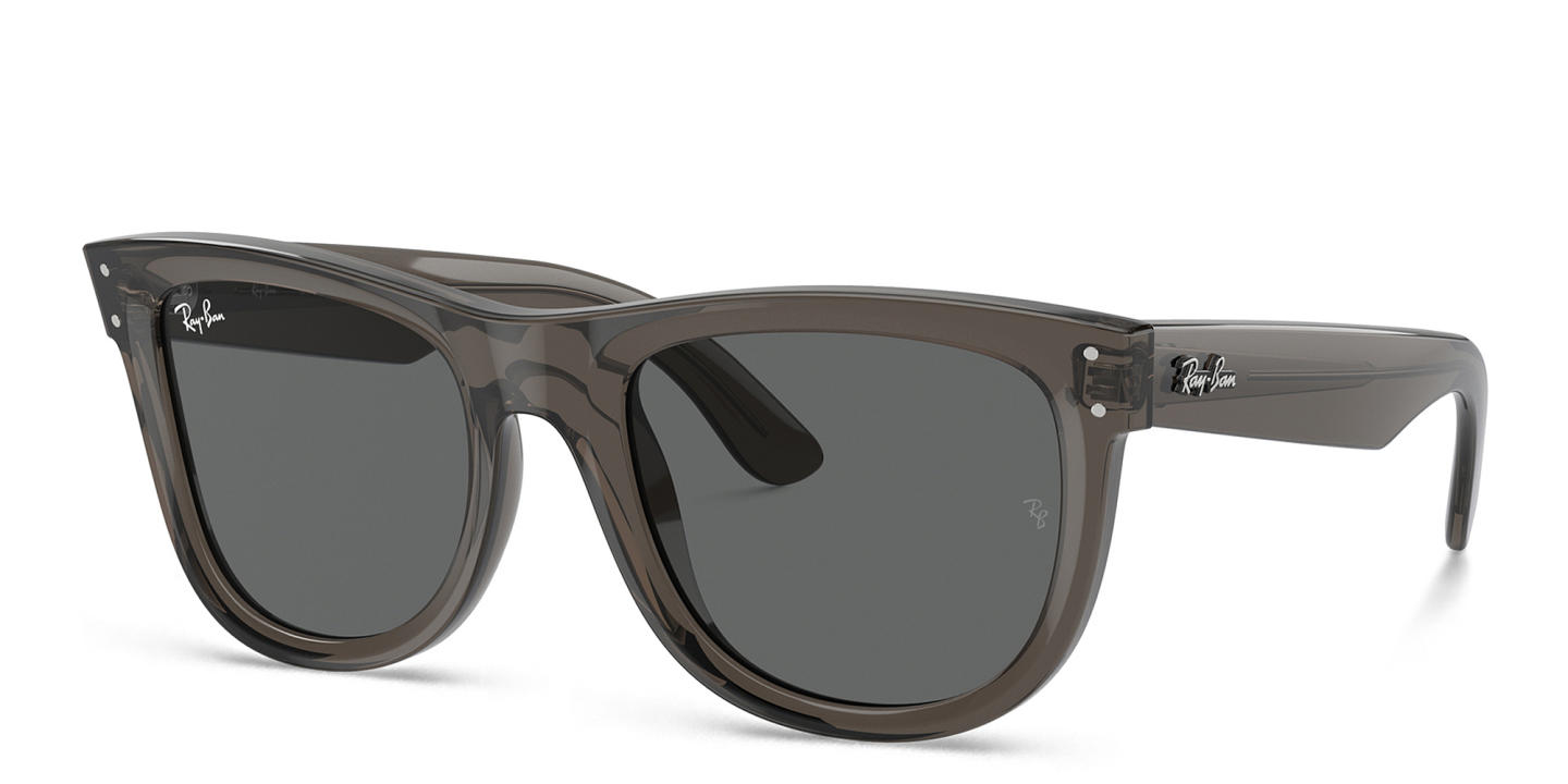 Shop Ray-Ban Wayfarer Reverse Unisex Square Sunglasses in Transparent Dark Grey online.