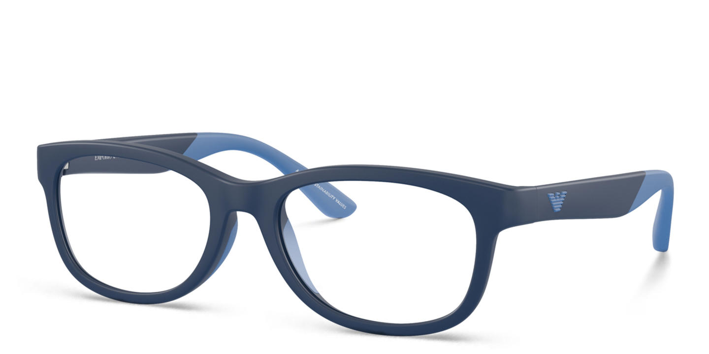 Emporio Armani Junior Eagle Logo Kids Square Eyeglasses in Blue – Product Photo 1