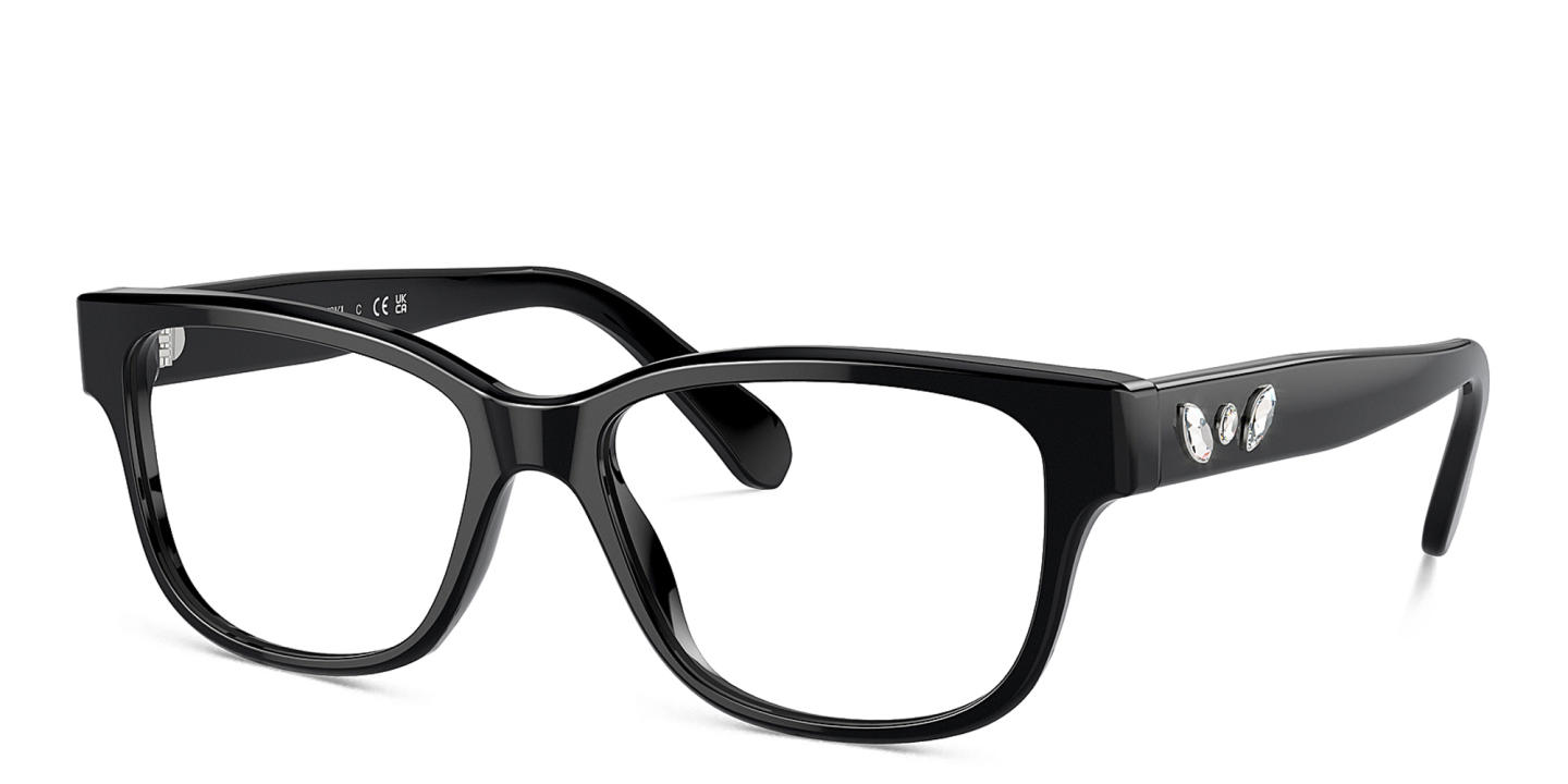 Swarovski Crystal-Studded Square Eyeglasses in Black – Product Photo 1