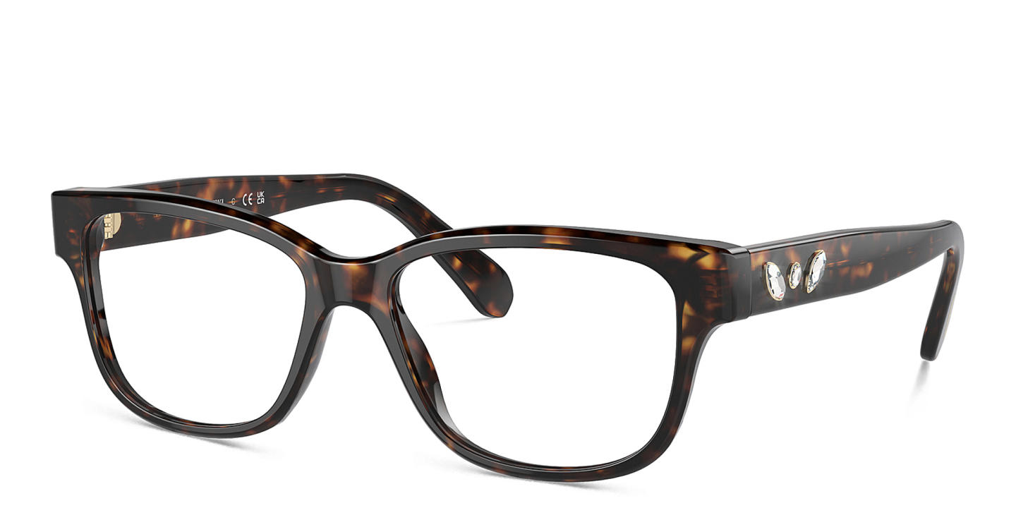 Swarovski Rhinestone Square Eyeglasses in Havana – Product Photo 1