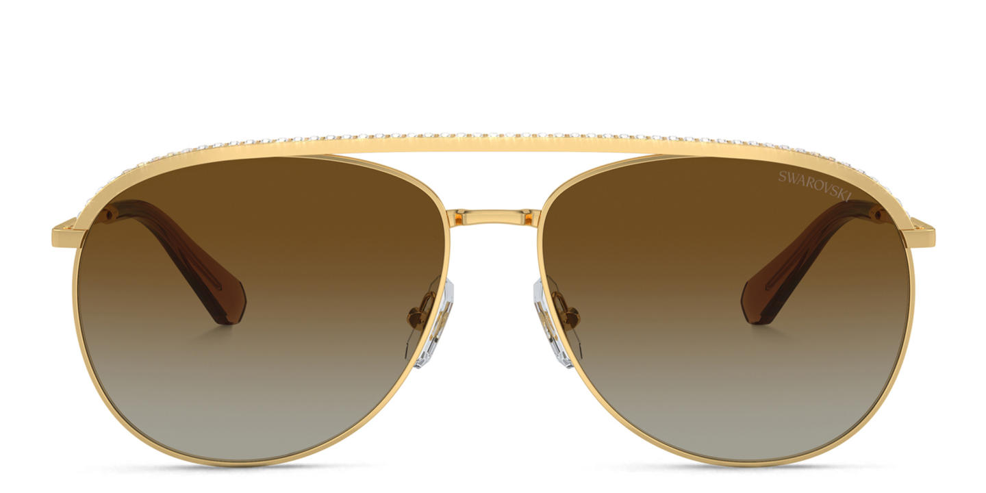Swarovski Crystal Aviator Sunglasses in Polished Gold – Product Photo 0