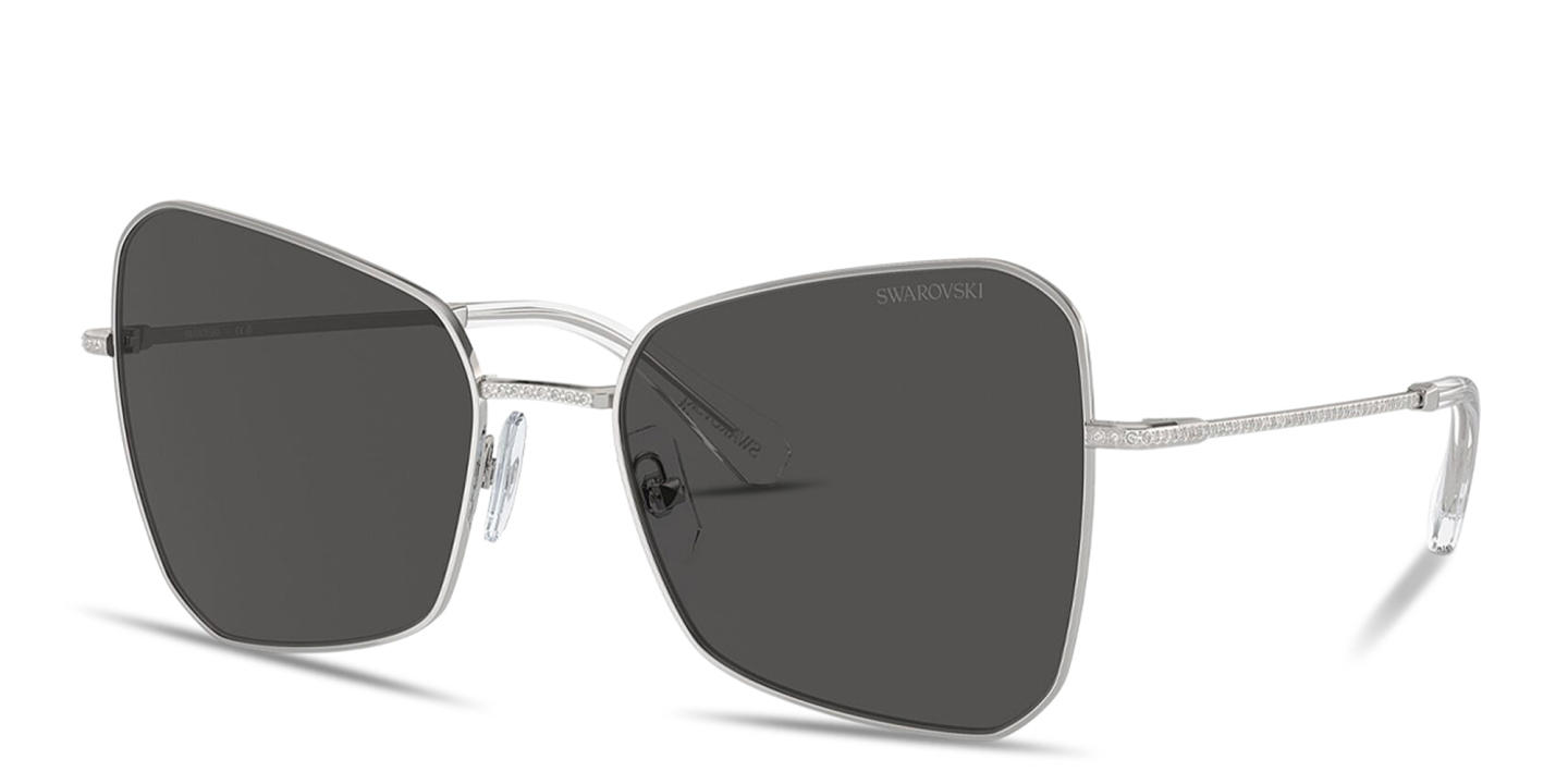 Swarovski Crystal-Embellished Oversized Cat-Eye Sunglasses in Silver – Product Photo 1