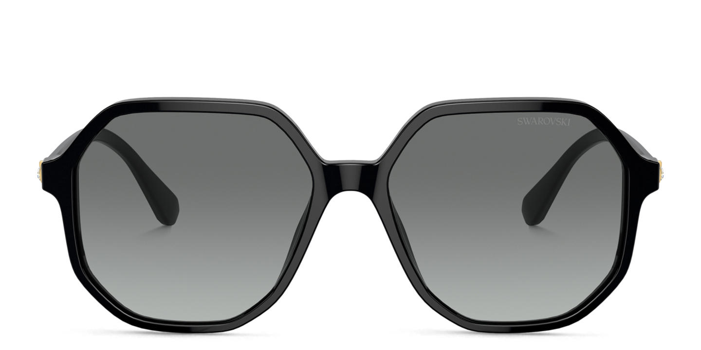 Swarovski Crystal-Embellished Irregular Sunglasses in Black – Product Photo 0