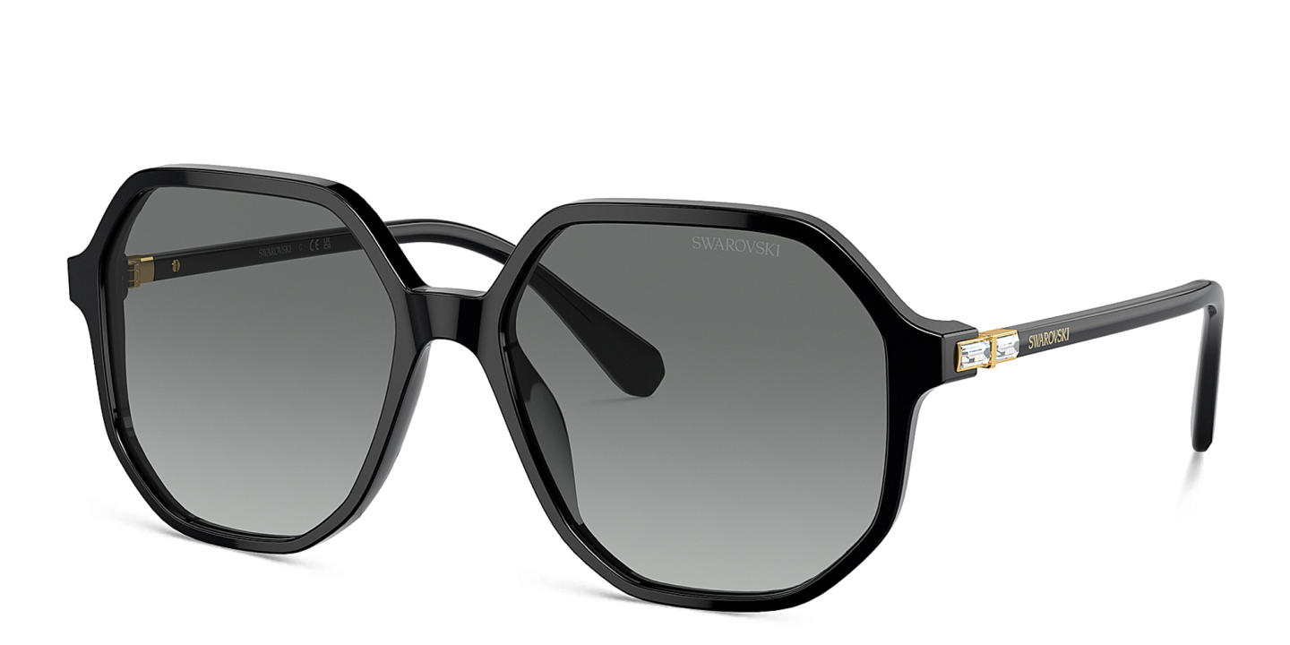 Swarovski Crystal-Embellished Irregular Sunglasses in Black – Product Photo 1