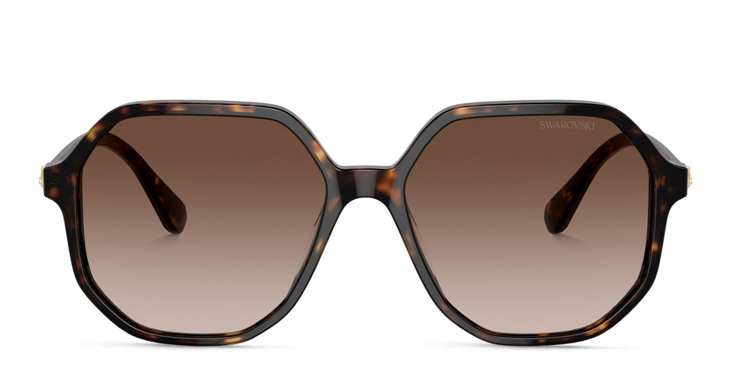 نظارات شمسية غير منتظمة كبيرة مزيّنة بأحجار الراين من سواروفسكي بلون مموه - صورة المنتج 0