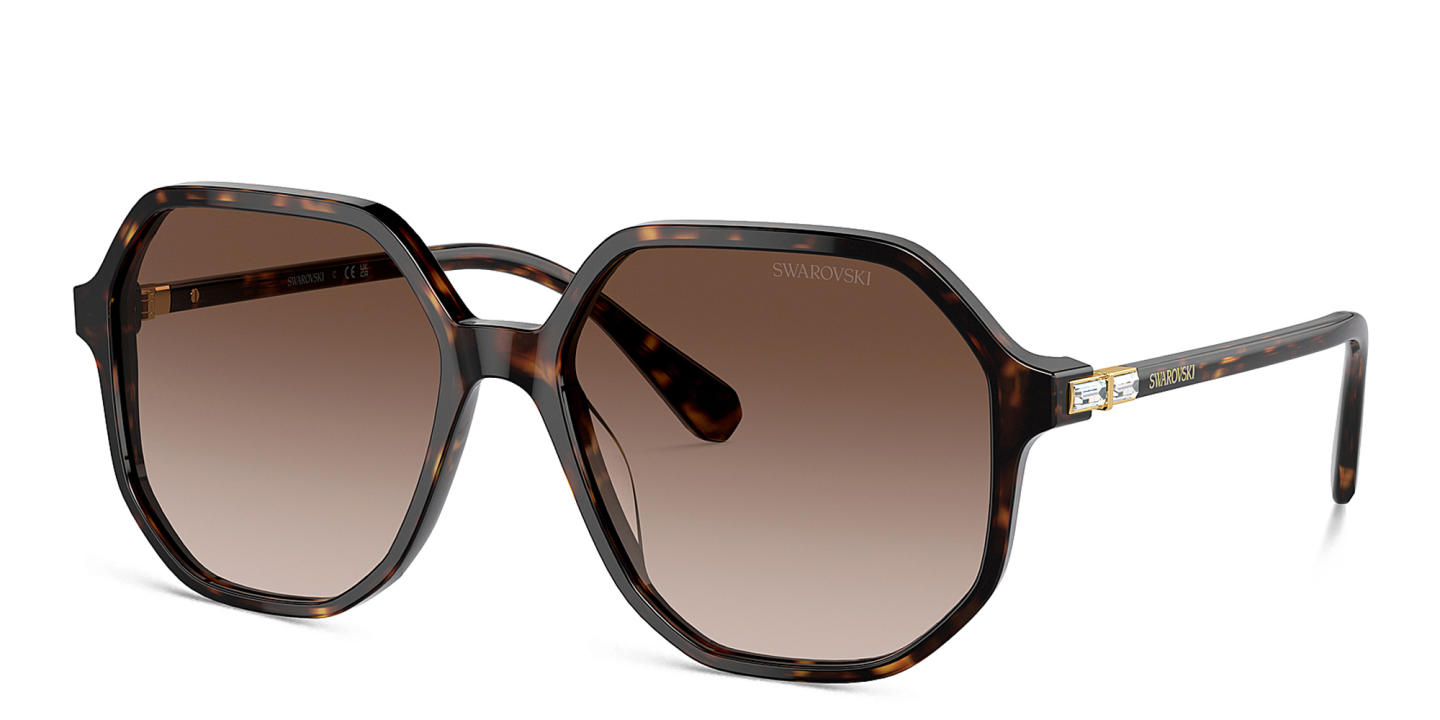 نظارات شمسية غير منتظمة كبيرة مزيّنة بأحجار الراين من سواروفسكي بلون مموه - صورة المنتج 1