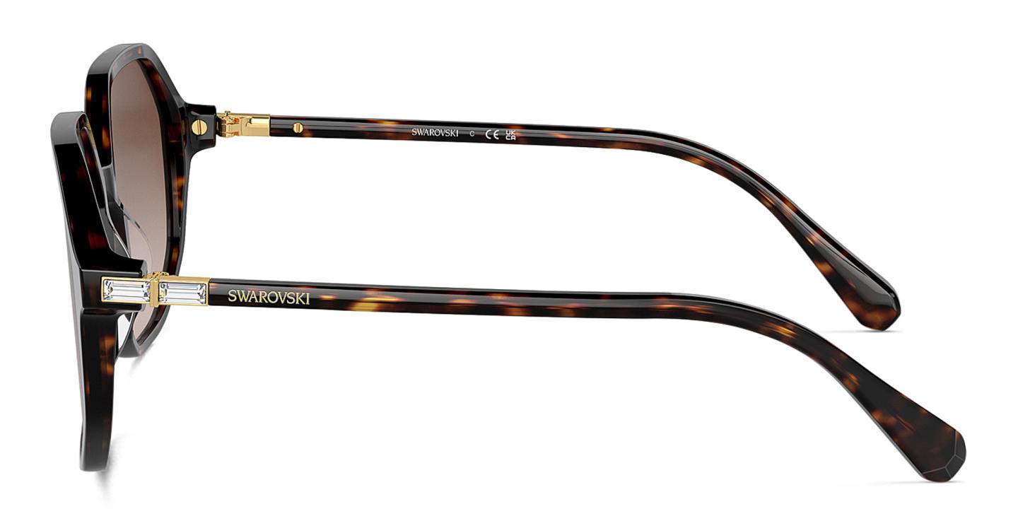 نظارات شمسية غير منتظمة كبيرة مزيّنة بأحجار الراين من سواروفسكي بلون مموه - صورة المنتج 2