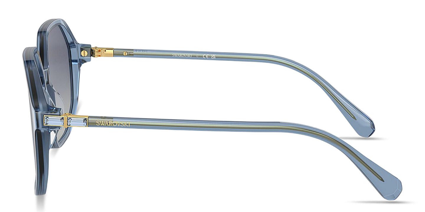 Swarovski Rhinestone-Embellished Oversized Irregular Sunglasses in Blue – Product Photo 2