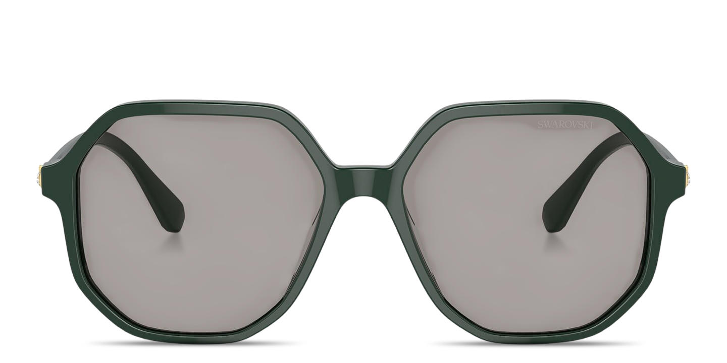 Swarovski Rhinestone-Embellished Oversized Irregular Sunglasses in Green – Product Photo 0