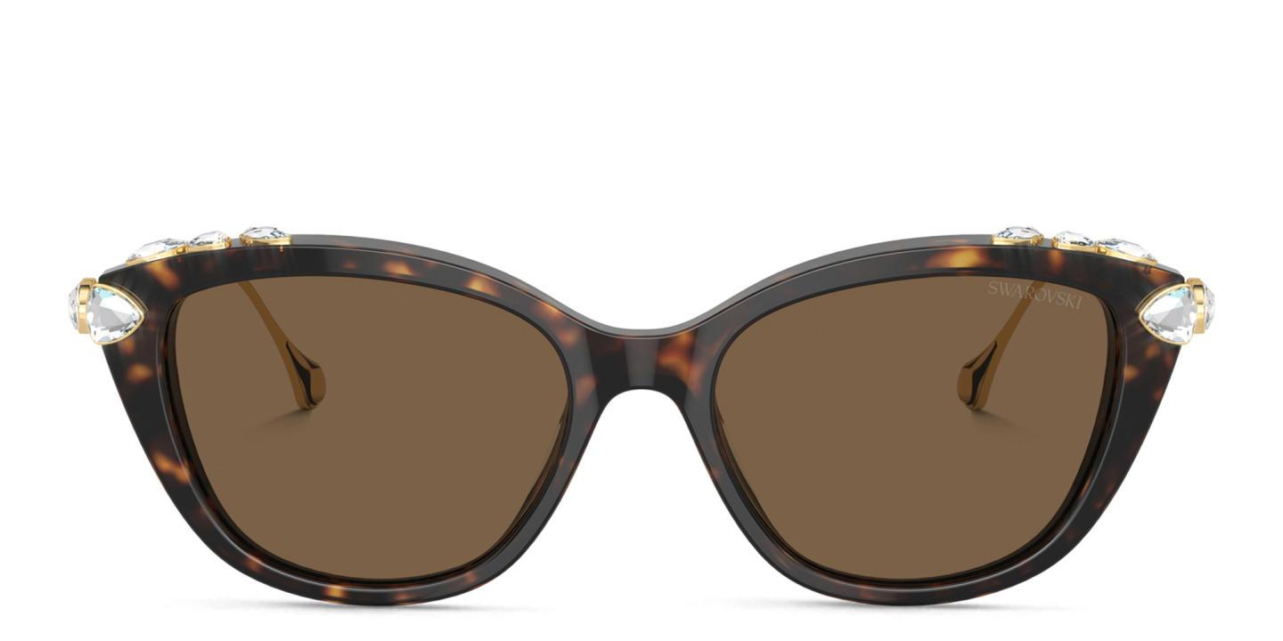 نظارات شمسية طراز كات آي مرصّعة بالكريستال من سواروفسكي بلون مموه - صورة المنتج 0