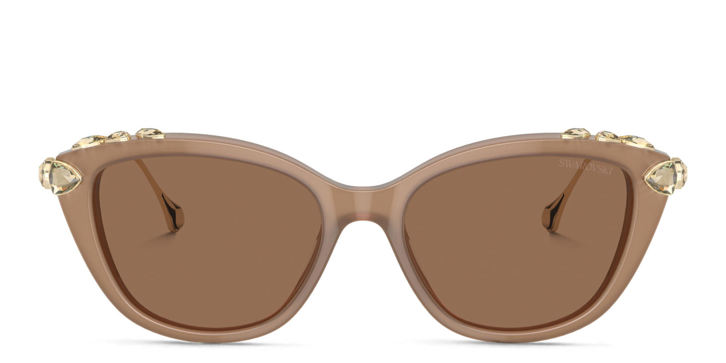 نظارات شمسية طراز كات آي مرصّعة بالكريستال من سواروفسكي بلون بيج - صورة المنتج 0