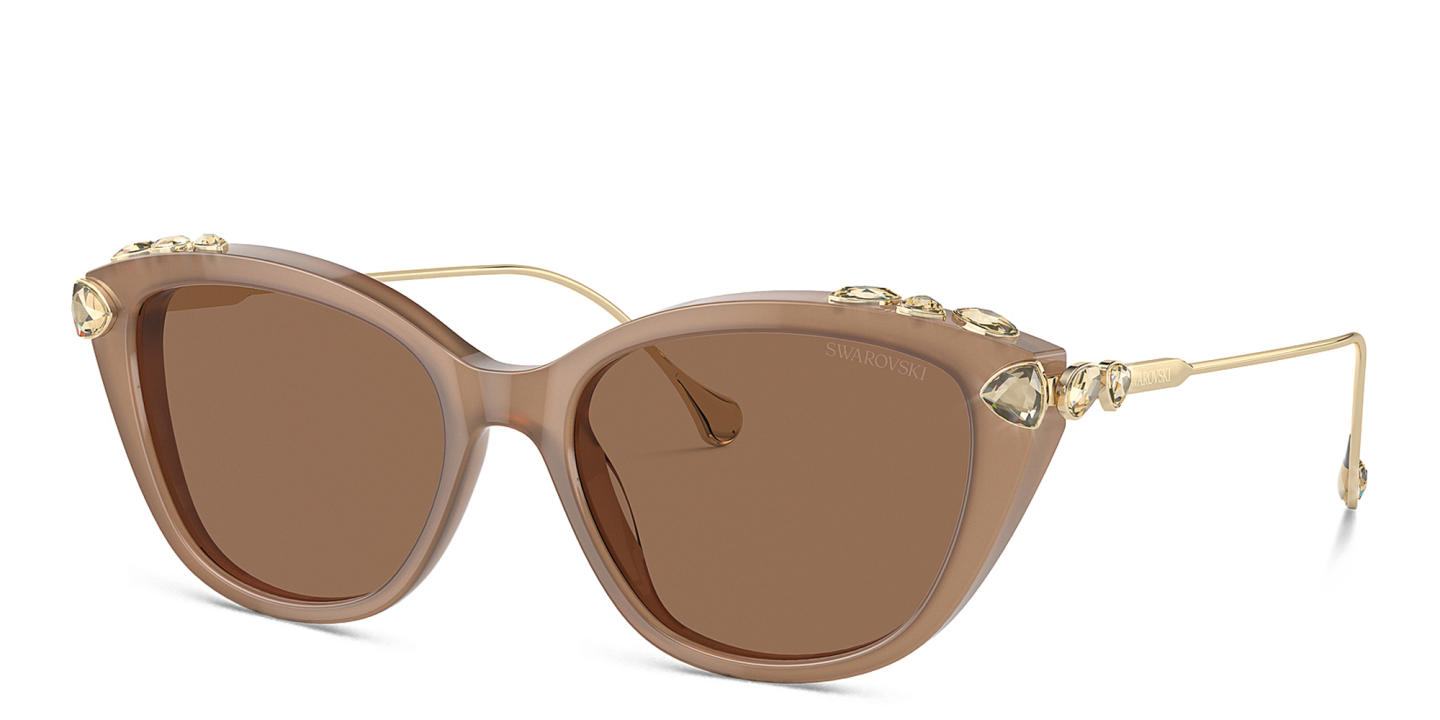 نظارات شمسية طراز كات آي مرصّعة بالكريستال من سواروفسكي بلون بيج - صورة المنتج 1