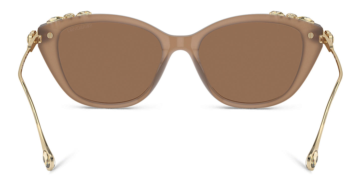 نظارات شمسية طراز كات آي مرصّعة بالكريستال من سواروفسكي بلون بيج - صورة المنتج 3