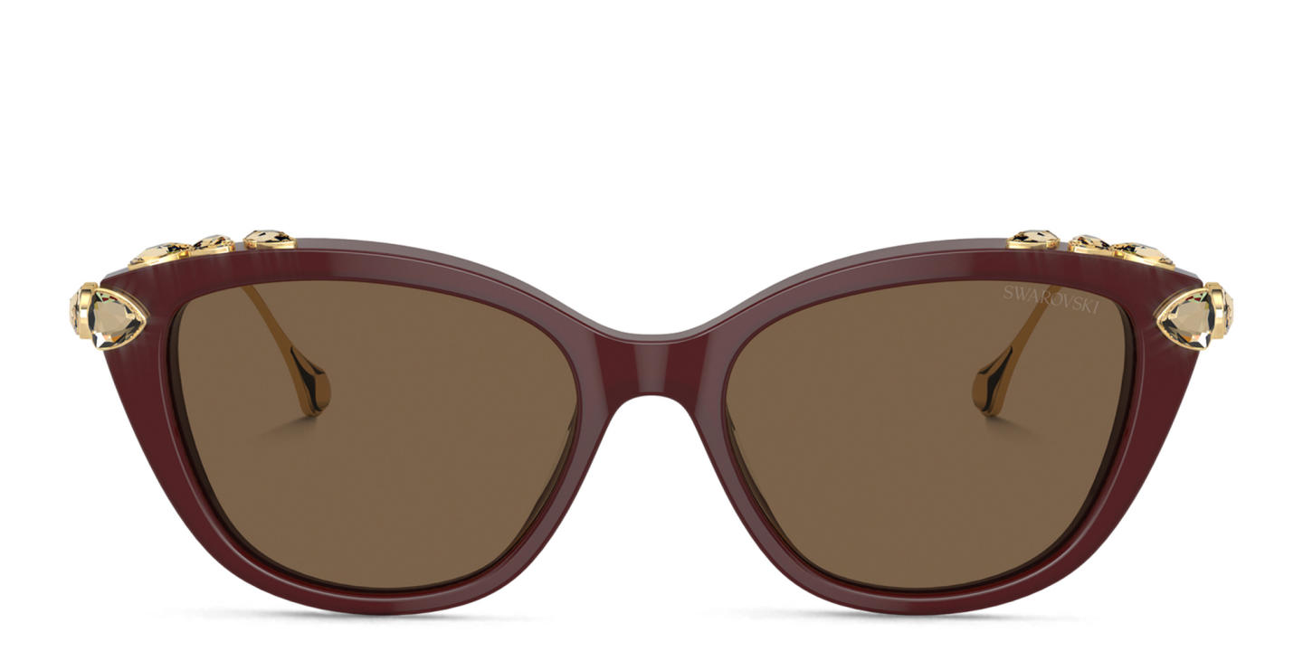 نظارات شمسية طراز كات آي مرصّعة بالكريستال من سواروفسكي بلون خمري - صورة المنتج 0