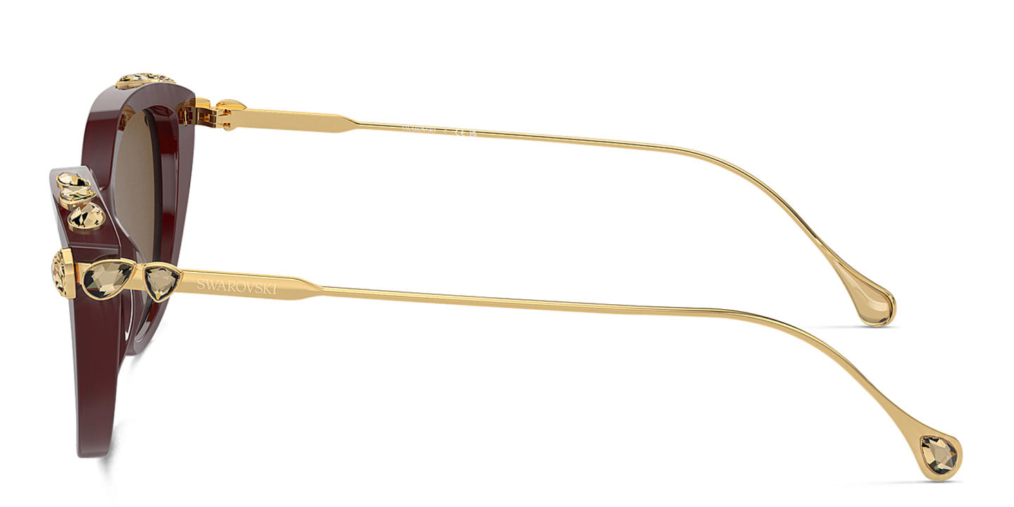 Swarovski Crystal-Embellished Cat-Eye Sunglasses in Burgundy – Product Photo 2